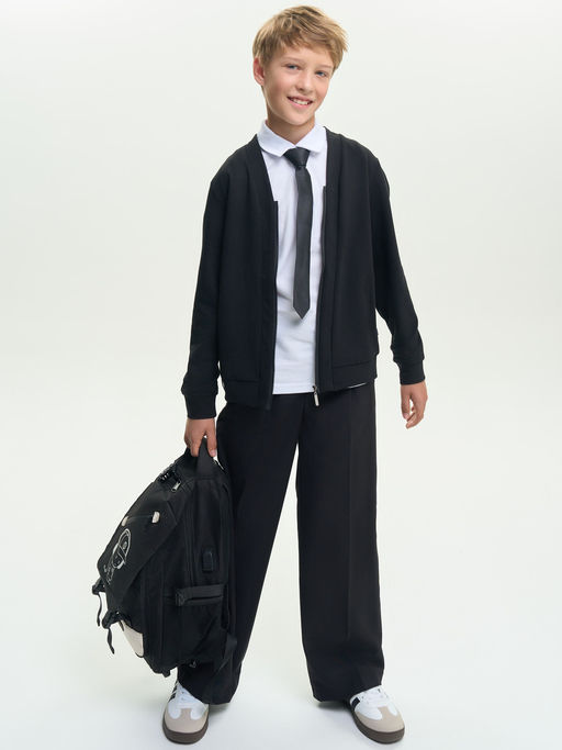 Кардиган черный футер 2-х нитка с лайкрой