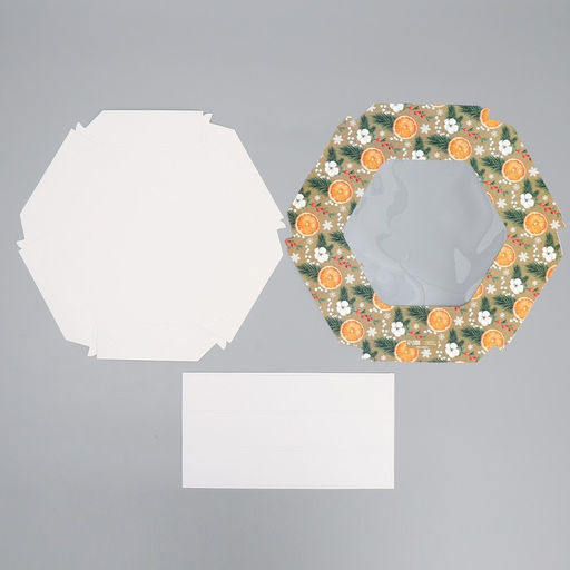 Цена за 5 шт. Коробка складная новогодняя «Хвоя, хлопок, апельсины», 23×23×4 см