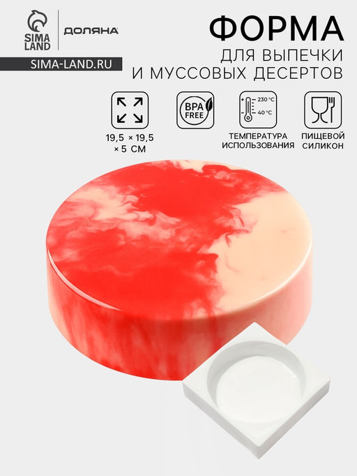 Форма для муссовых десертов и выпечки Доляна Круг, силикон, 18?5 см, цвет белый