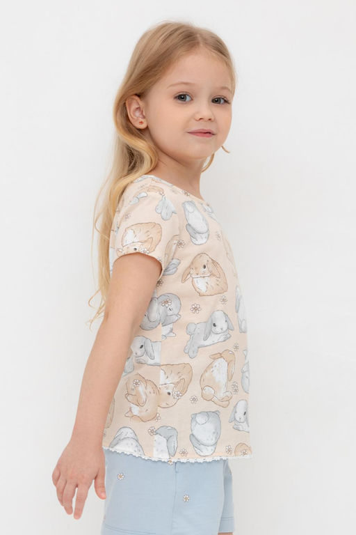 Crockid _ КР 302747/песчаный,зайчики и ромашки к563 фуфайка (футболка) для дев  фото 10