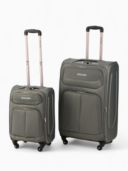 Чемодан на колёсах Royalbag большой 104 л (L), на молнии, с увеличением, кодовый замок, 4 колеса, серый