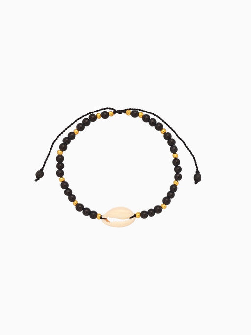 Браслет «Моана», длина 16 см, камень пирит, чёрный