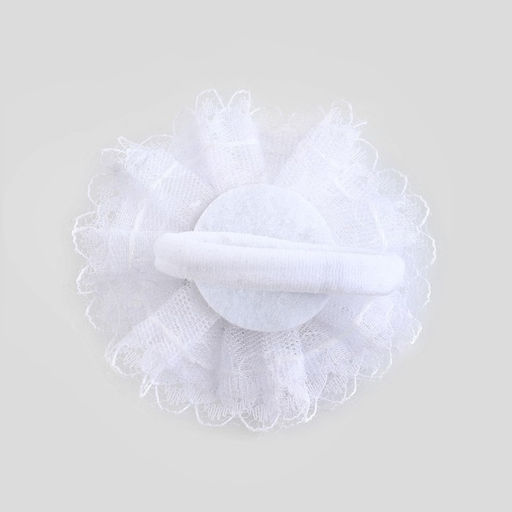 Бант для волос на резинке школьный, белый, 6.5 см, Кошечка Мари