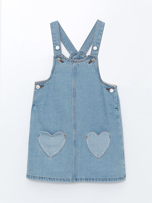 Kare Yaka K?z Bebek Jean Elbise