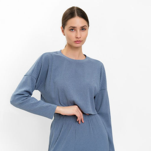 Костюм женский (лонгслив, брюки) MINAKU: Casual Collection, серо-голубой, размер 44