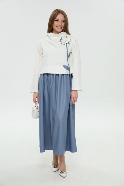 Платье NIKVA н924-14 молоко и голубой  фото 6