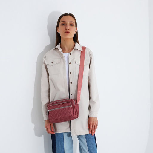 Сумка кросс-боди на молнии, наружный карман, цвет розовый - Simaland фото 6