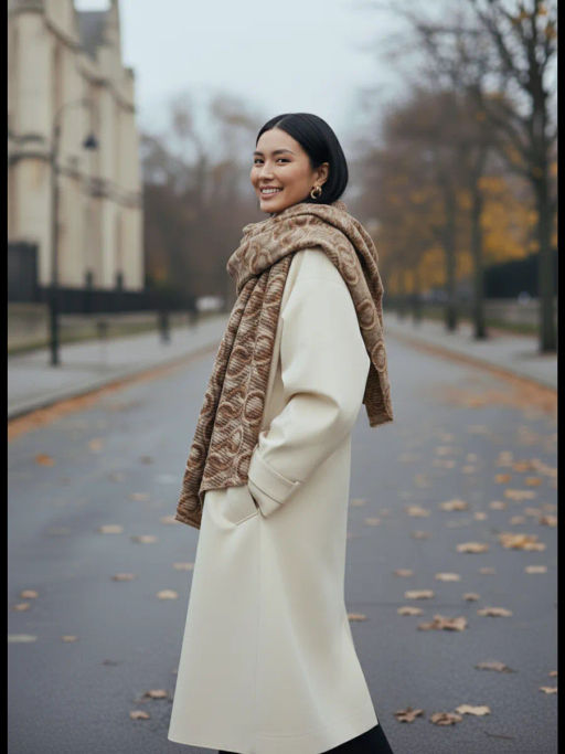 Большой, мягкий, тонкий и очень нежный двусторонний палантин с рисунком - Tantino фото 23