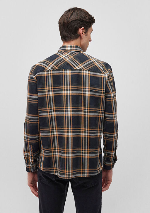 Kareli Lacivert Gomlek - Mavi фото 4