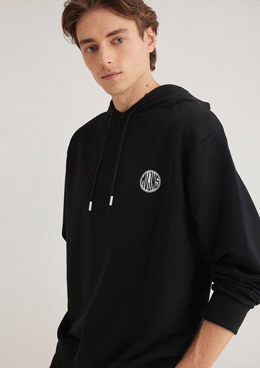 Mavi Logo Bask?l? Kapusonlu Siyah Sweatshirt  фото 2