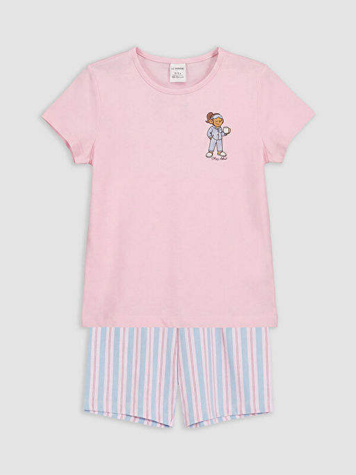 Bisiklet Yaka K?z ?ocuk ?ortlu Pijama Tak?m?