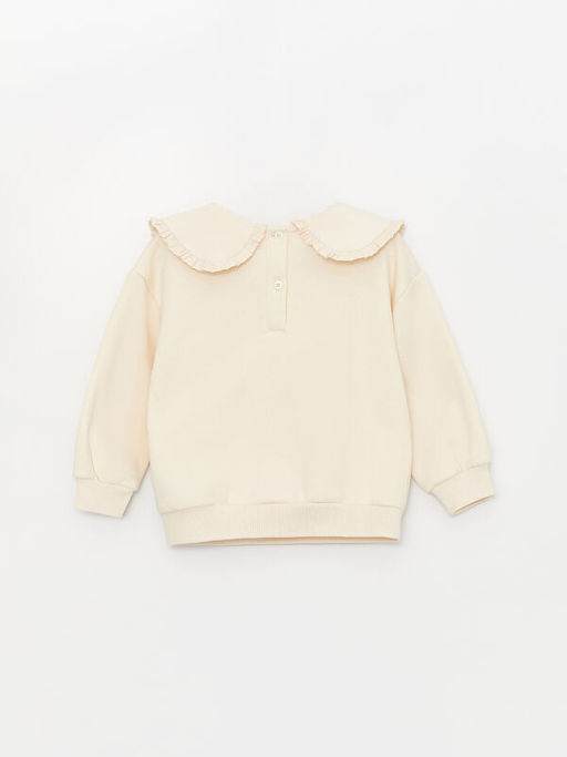Bebe Yaka Uzun Kollu Nak??l? K?z Bebek Sweatshirt ve Pantolon - Waikiki фото 3