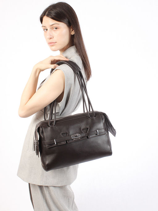 LACCOMA сумка Y2339-1P-коричневый натуральная кожа полиэстер  фото 8