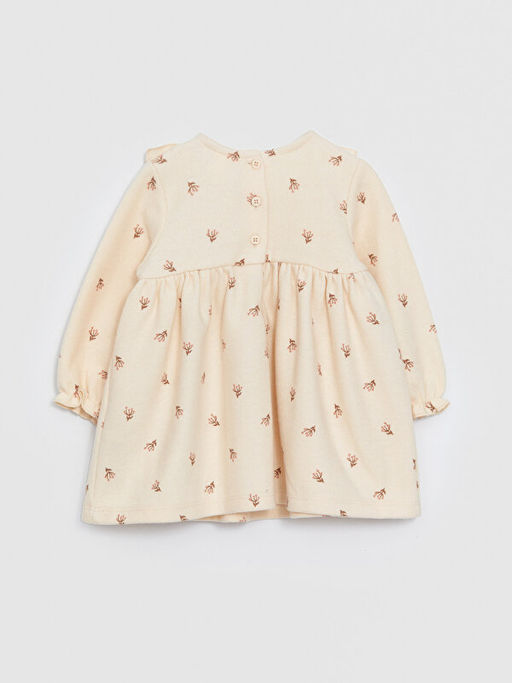 Bisiklet Yaka Uzun Kollu Desenli K?z Bebek Elbise - Waikiki фото 2