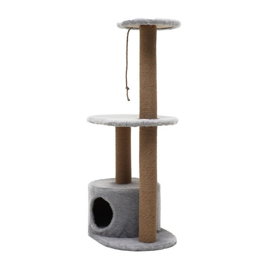 Комплекс для кошек с когтеточкой, с круглым домом, 2 полками, 60 х 40 х 100 см, серый - Simaland фото 3