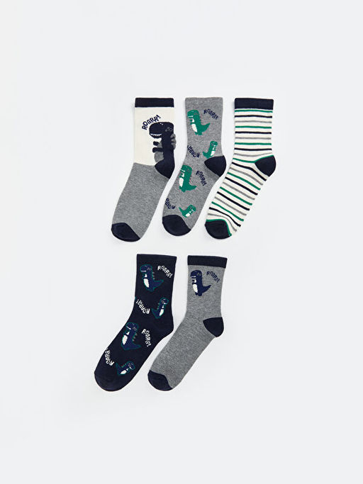 Dinozor Desenli Erkek ?ocuk Soket ?orap 5li