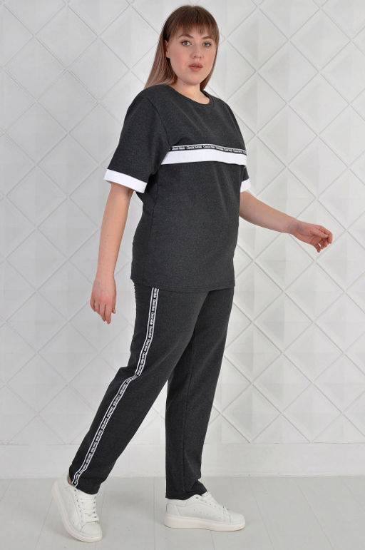 Арт. 2346 Костюм с брюками женский 50-58 (5 шт) Цвет:верх- антрацит, низ- антрацит - Калинка фото 2