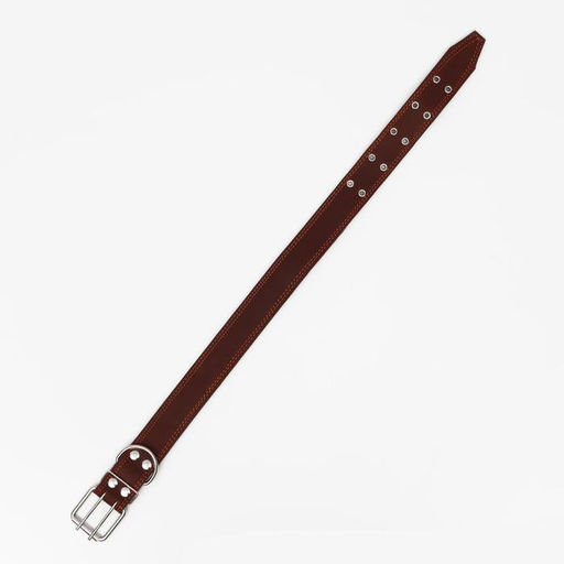 Ошейник кожаный на синтепоне, 82 х 4.5 см, ОШ 50-70 см, коричневый - Пижон фото 3