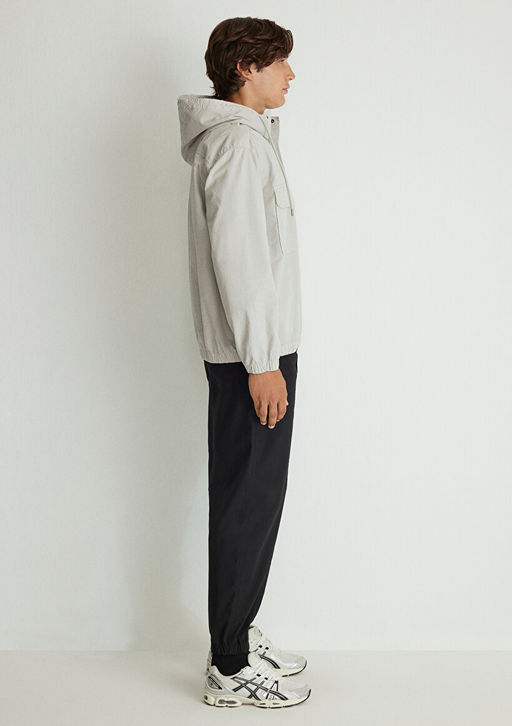 Kapusonlu Gri Sweatshirt - Mavi фото 3