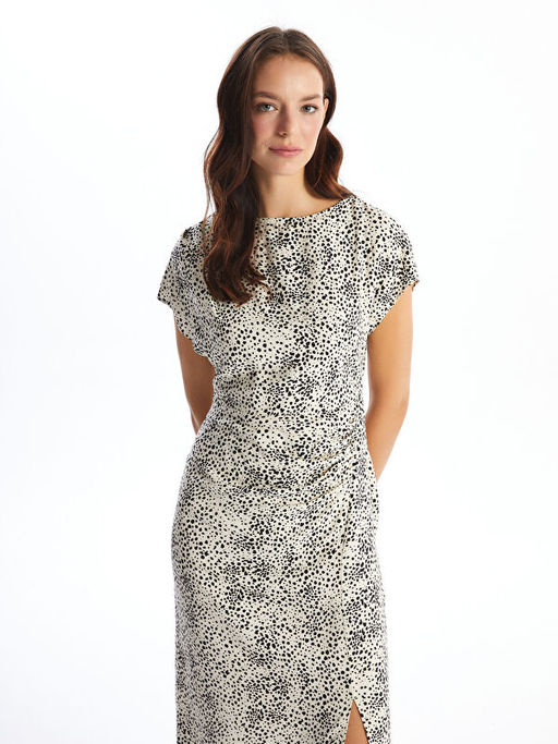 Bisiklet Yaka Desenli Elbise