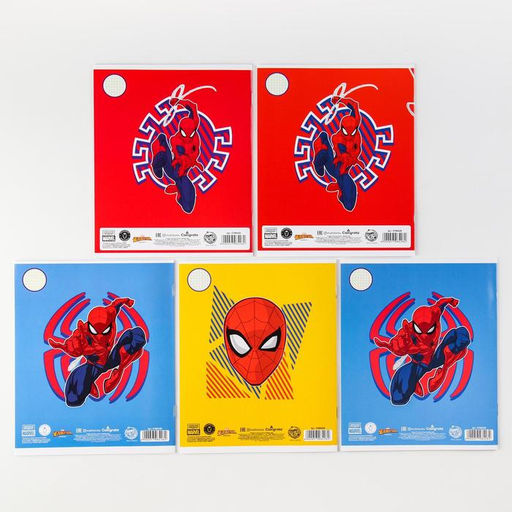 Цена за 20 шт. Тетрадь в клетку 12 листов, 5 видов МИКС, обложка мелованный картон, «Человек-паук»