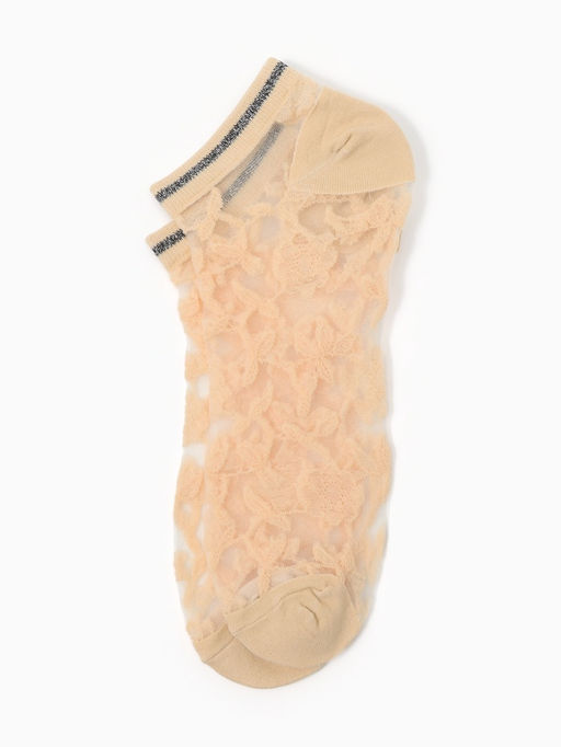 Цена за 2 шт. Носки стеклянные женские Цветочки, набор 2 пары, размер 35-37 (22-25 см), цвет белый, бежевый