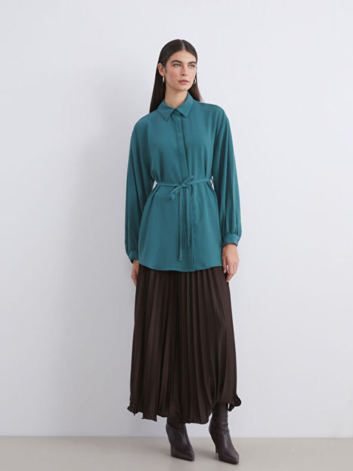 Dokulu Oversize Kad?n G?mlek Tunik