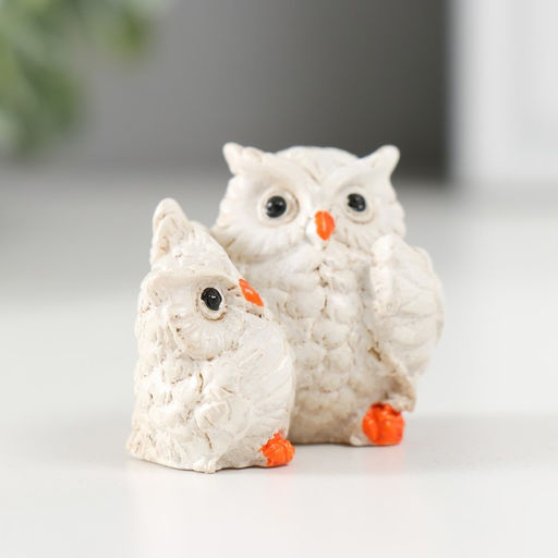 Цена за 2 шт. Фигурка полистоун «Сова и совёнок», 2.7×4.3×3.8 см, МИКС
