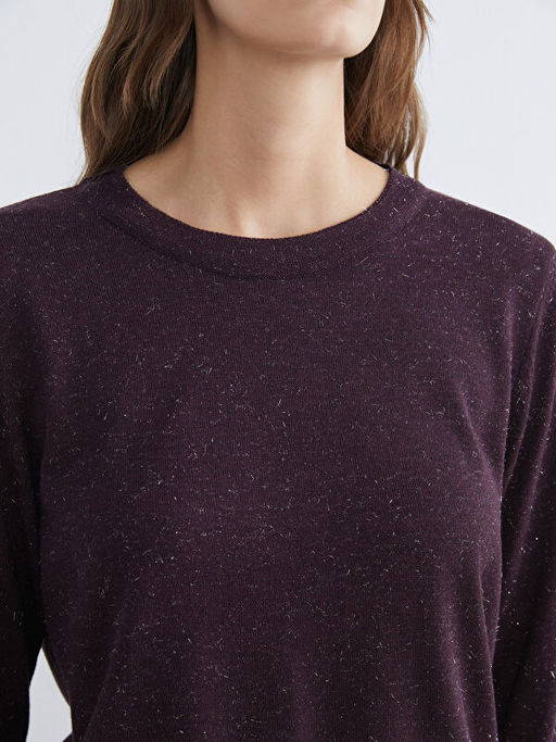 Bisiklet Yaka Parlak G?r?n?ml? Kad?n Triko Kazak