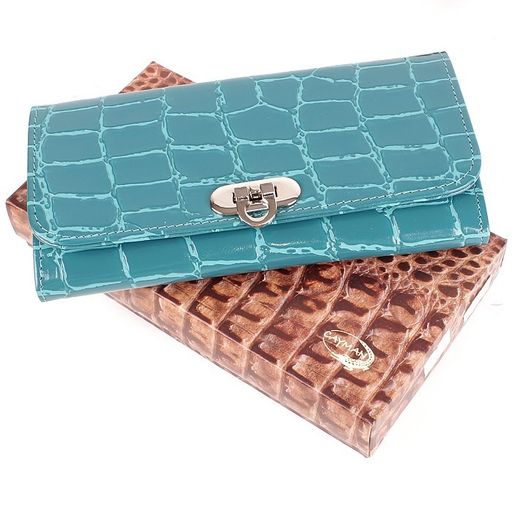 Портмоне женское Cayman-403к н/к, 2 отд, 10 карм, бирюза скат (81) 156674  фото 4