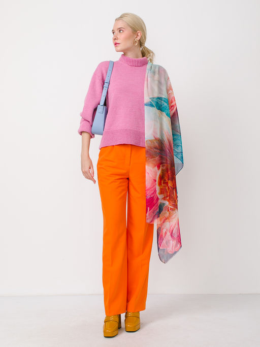 Большой, мягкий, тонкий и очень нежный двусторонний палантин с рисунком в стиле арт-деко - Tantino фото 2