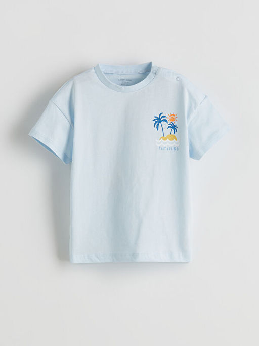 Bask?l? Erkek Bebek Tulum ve ?ort 2li