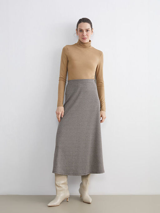 Beli Fermuarl? Kazaya?? Desenli A Kesim Etek