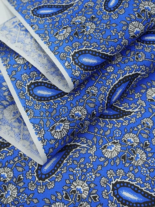 Бязь Цветочные огурчики цв.васильково-голубой, ш.1.5м, хлопок-100%, 120гр/м.кв - Купава фото 4