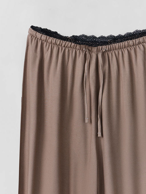 Брюки домашние женские коричневые с кружевом - Mark formelle фото 5