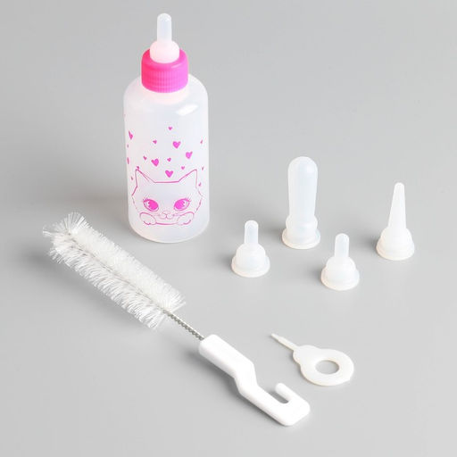 Набор для вскармливания Пушистое счастье для котят, 60 мл, с 4 сосками и ёршиком  фото 2
