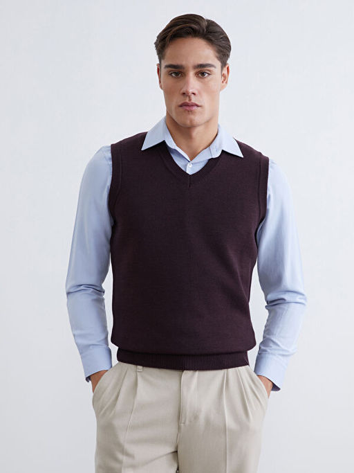 Standart Kal?p V Yaka Erkek Triko S?veter