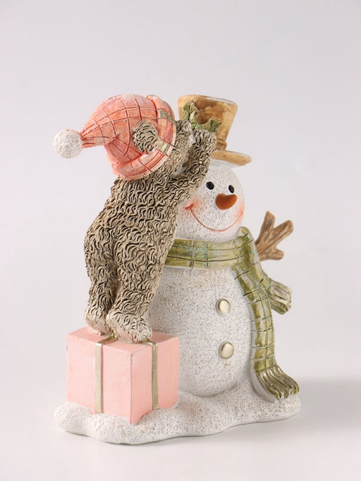 Фигурка «Мишка слепил снеговика», 13 см, полистоун