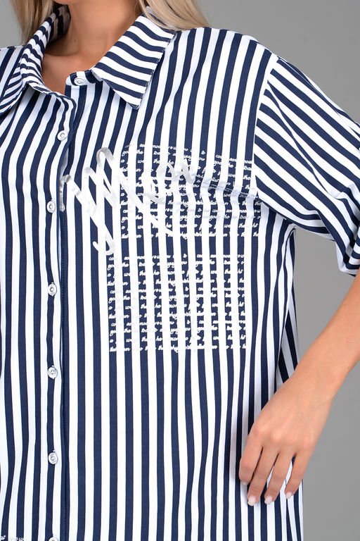 Платье  рубашка Молли (крупная полоска) - Эльза фото 2