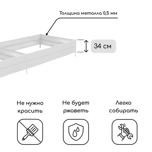 Грядка оцинкованная, 295×100×34 см, Greengo