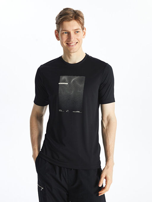 Bisiklet Yaka K?sa Kollu Bask?l? Erkek Spor Ti??rt