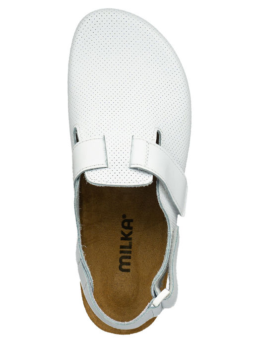 12 | Brankos Мужские медицинские сабо кожаные (белый перфорация) - Milka shoes&more фото 3