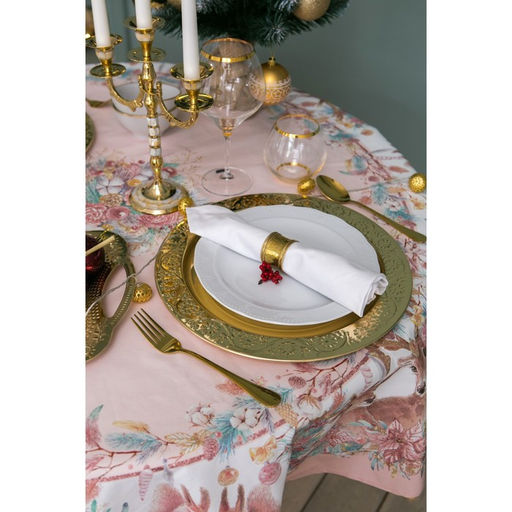 Скатерть новогодняя «Этель» Pink magic, d=220 см +/-3 см с ГМВО, 100% хлопок, саржа 190 г/м²