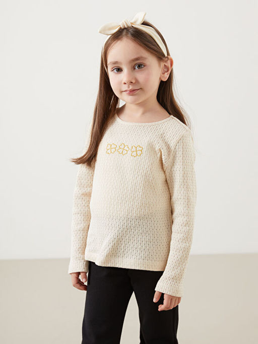 Bisiklet Yaka K?z ?ocuk Bluz ve Tayt Pantolon 2li