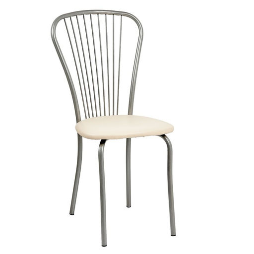 Стул для кухни «Клик Мебель. Лайт - 1», искусственная кожа, цвет, серебристый металлик/молочный