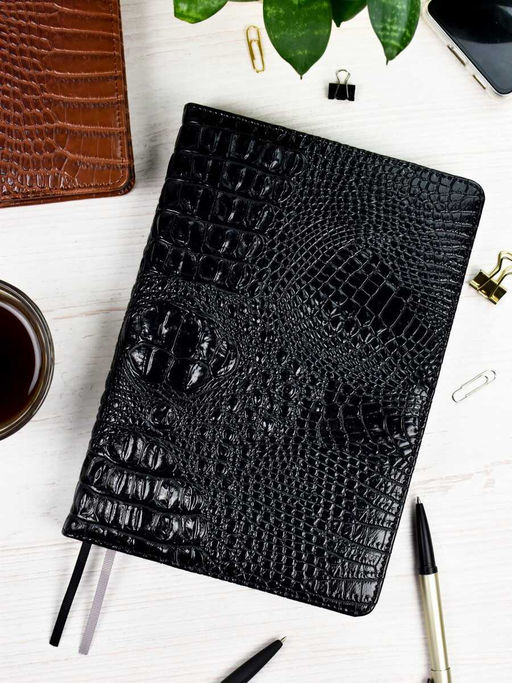 Ежедневник недатированный ESCALADA, А5+, 160 л., арт. 67177/ 10 АЛЛИГАТОР ЧЁРНЫЙ