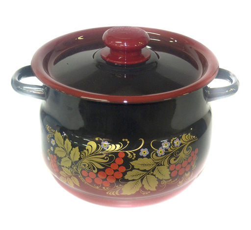 Кастрюля 4,0л сферическая красно-чёрная С1912.38