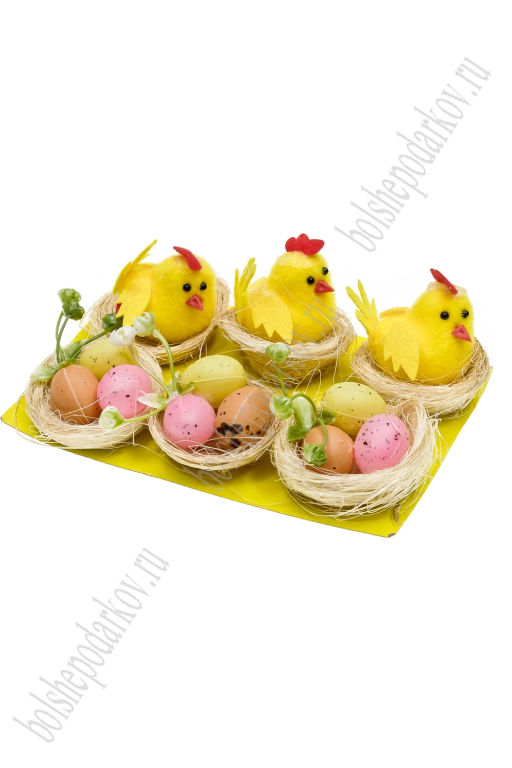 Пасхальный декор "Цыпленок и яйца в гнезде" 5 см (6 шт) SF-7863, №11