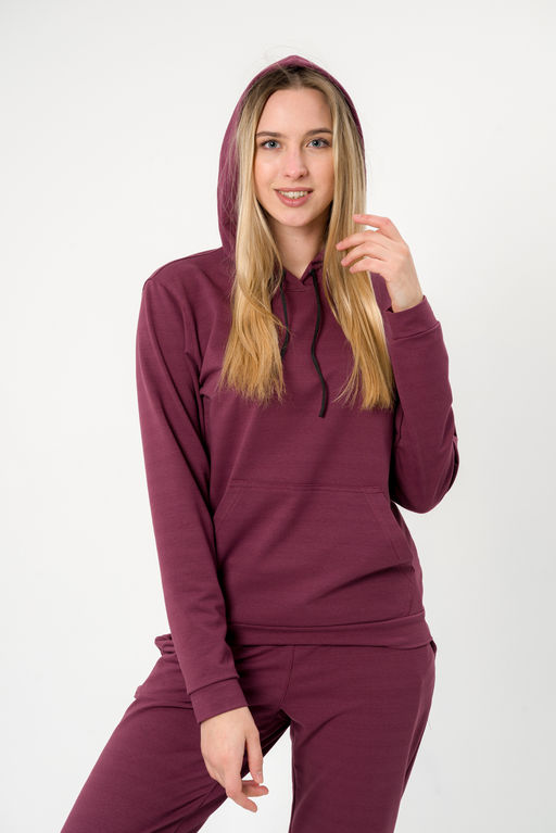 Костюм женский из худи и брюк из футера Кроссфит-2 брусника