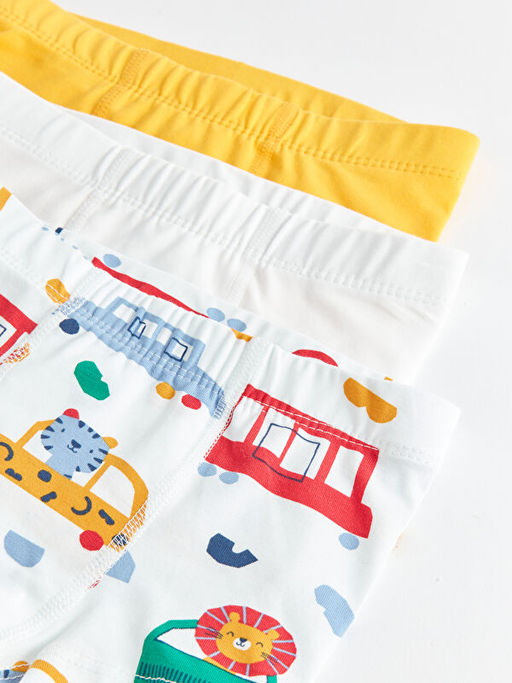 Beli Lastikli Bask?l? Erkek Bebek Boxer 3l? - Waikiki фото 3